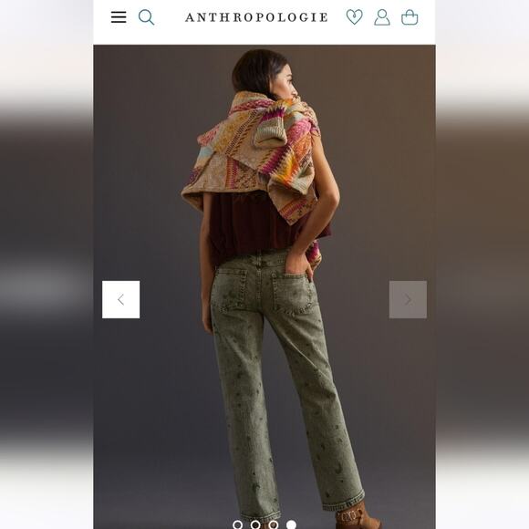 Pilcro The Borrowed Boyfriend Jeans In Holly Mid Rise Relaxed Fit Embroidered 31 - Picture 3 of 16